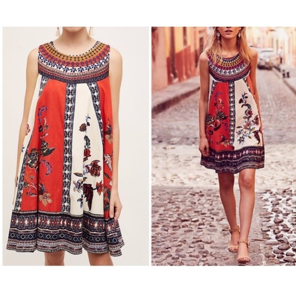 Maeve Sleeveless Dress Floral Print Boho Casual Summer XS‎